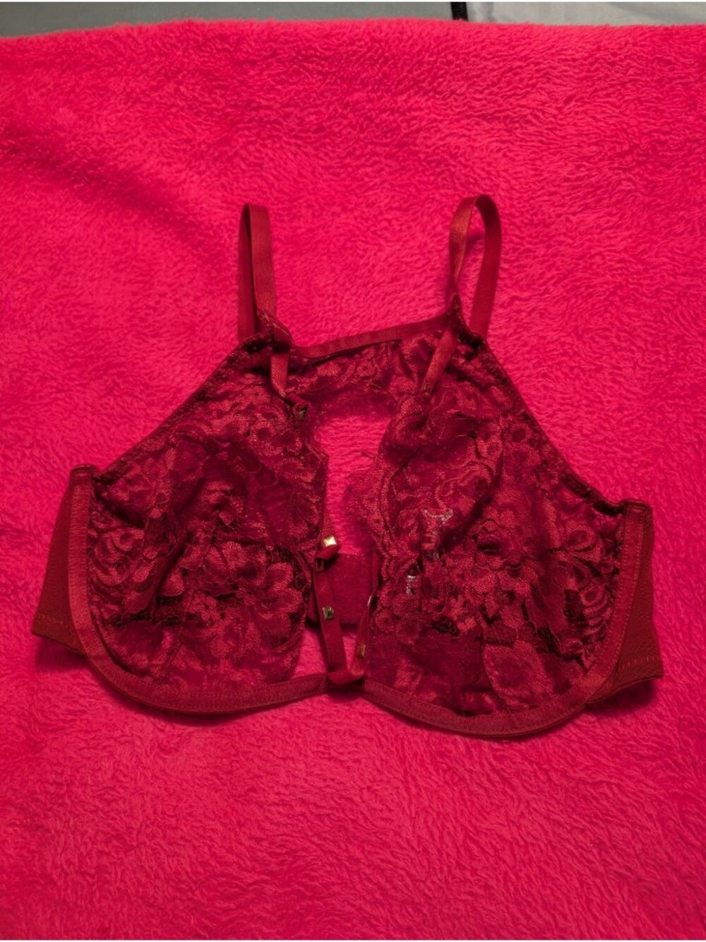 Adore Me Womens 34DDD Red Lace Studded Unlined Underwire Bralette BR-08125-PLU